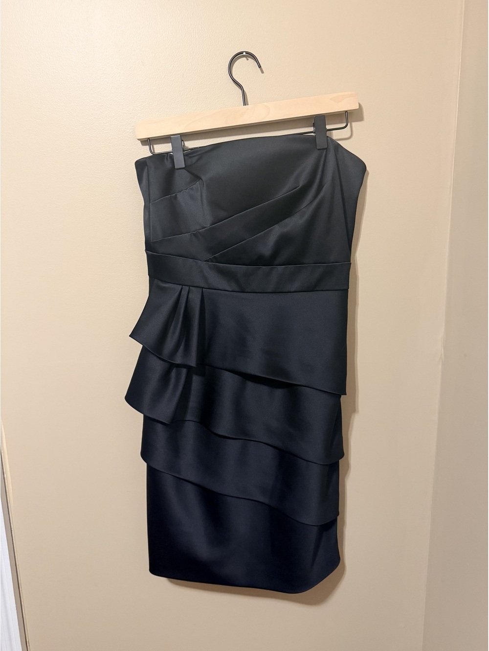 White House Black Market Black Strapless Tiered Dress Size 4